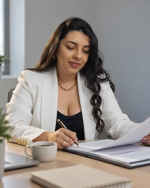 Isadora analisando os números de uma clínica